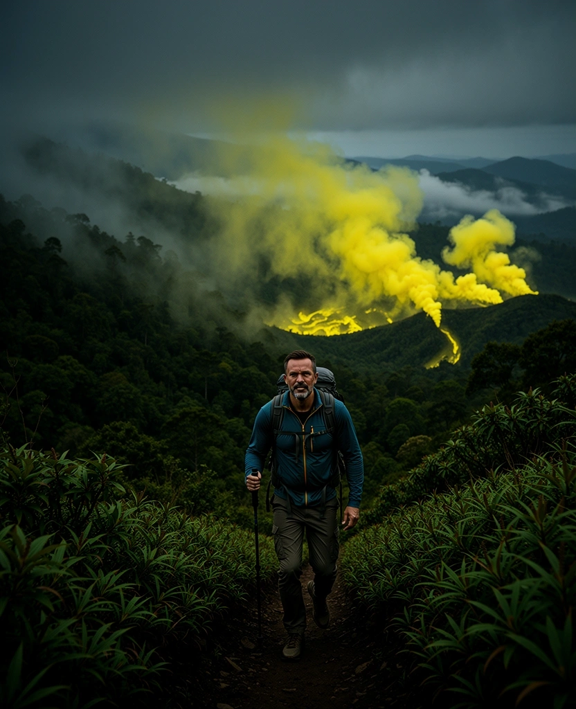 High altitude Indonesian trekking landscape